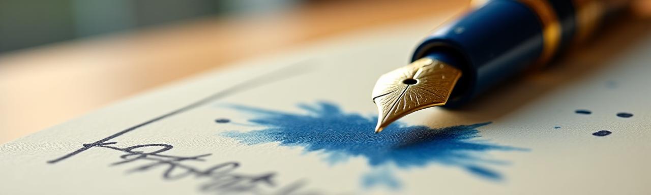 Artisan calligraphy pen on elegant stationery